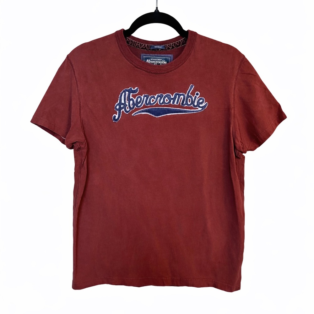 Vintage Abercrombie & Fitch Men’s Large Burgundy Embroidered Logo T-Shirt